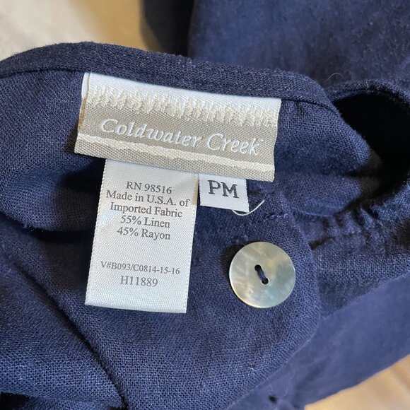 Coldwater Creek Womens Navy Blue Linen & Rayon Blend Button-Front Tunic Top PM - Picture 5 of 6